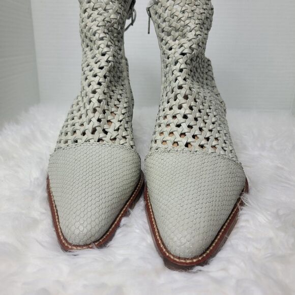 Free People In The Loop Woven Womens Bootie Size 8.5 Gray Leather Zip Boots - Picture 2 of 8